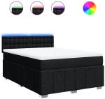 vidaXL Κρεβάτι Boxspring με Στρώμα Μαύρο 140x190 εκ. Υφασμάτινο