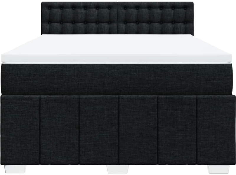 vidaXL Κρεβάτι Boxspring με Στρώμα Μαύρο 140x190 εκ. Υφασμάτινο