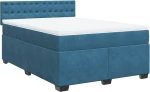 vidaXL Κρεβάτι Boxspring με Στρώμα Σκούρο Μπλε 140x200 εκ. Βελούδινο