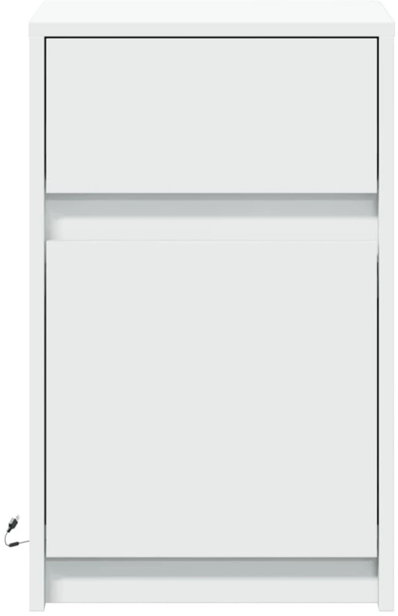 vidaXL Κομοδίνο με Φώτα LED Λευκό από Επεξεργασμένο ξύλο