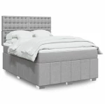 vidaXL Κρεβάτι Boxspring με Στρώμα Ανοιχτό Γκρι 140x190 εκ. Υφασμάτινο
