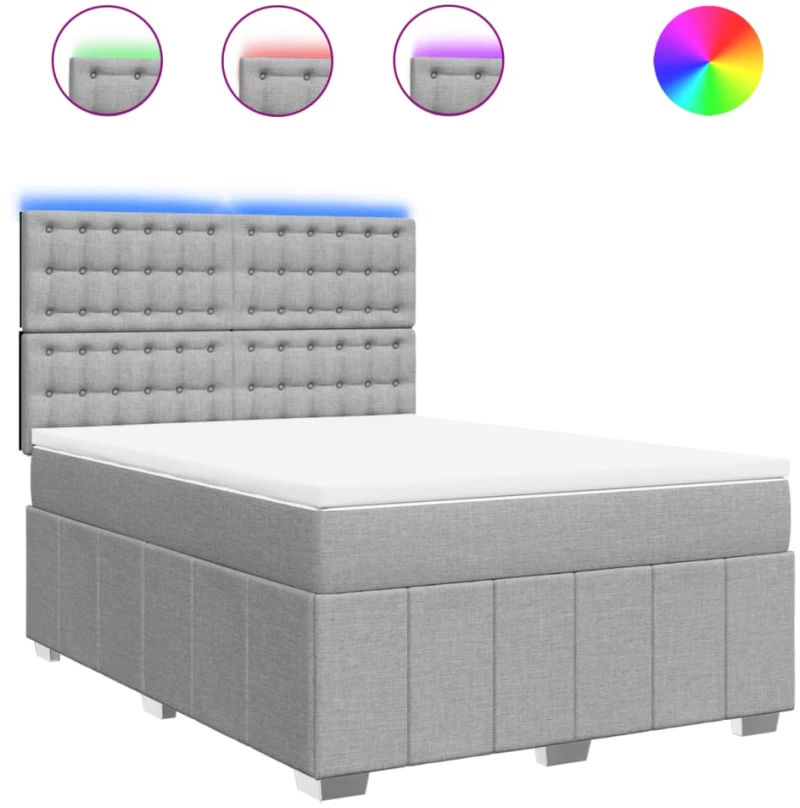 vidaXL Κρεβάτι Boxspring με Στρώμα Ανοιχτό Γκρι 140x190 εκ. Υφασμάτινο