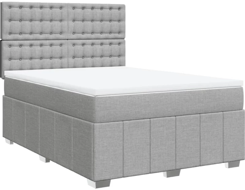 vidaXL Κρεβάτι Boxspring με Στρώμα Ανοιχτό Γκρι 140x190 εκ. Υφασμάτινο
