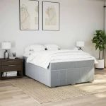 vidaXL Κρεβάτι Boxspring με Στρώμα Ανοιχτό Γκρι 140x190 εκ. Υφασμάτινο