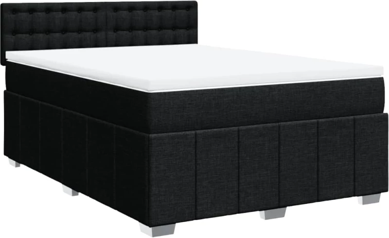 vidaXL Κρεβάτι Boxspring με Στρώμα Μαύρο 140x200 εκ. Υφασμάτινο
