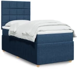 vidaXL Κρεβάτι Boxspring με Στρώμα Μπλε 90x190 εκ.Υφασμάτινο