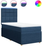 vidaXL Κρεβάτι Boxspring με Στρώμα Μπλε 90x190 εκ.Υφασμάτινο