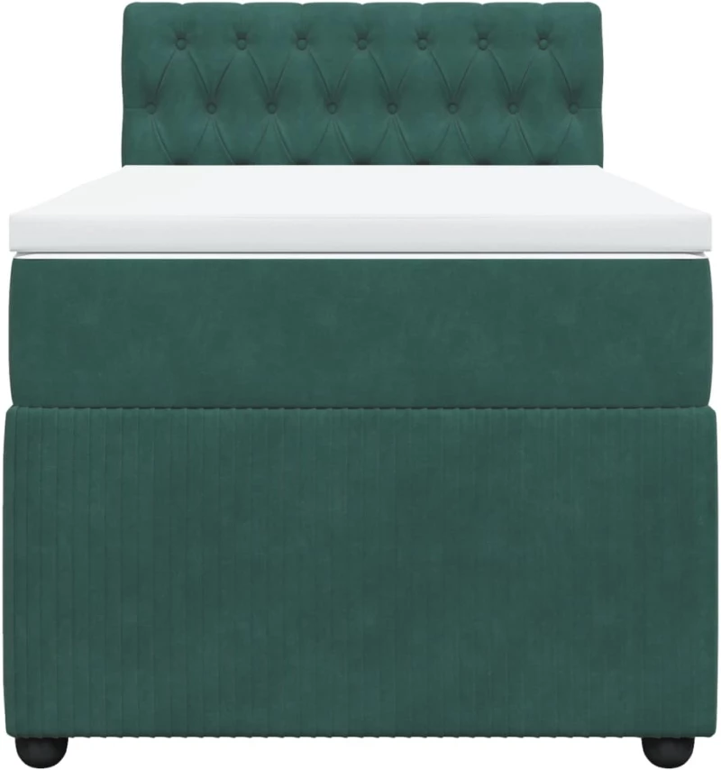 vidaXL Κρεβάτι Boxspring με Στρώμα Σκούρο Πράσινο 80x200 εκ. Βελούδινο