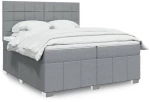 vidaXL Κρεβάτι Boxspring με Στρώμα Ανοιχτό Γκρι 200x200 εκ. Υφασμάτινο