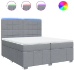 vidaXL Κρεβάτι Boxspring με Στρώμα Ανοιχτό Γκρι 200x200 εκ. Υφασμάτινο