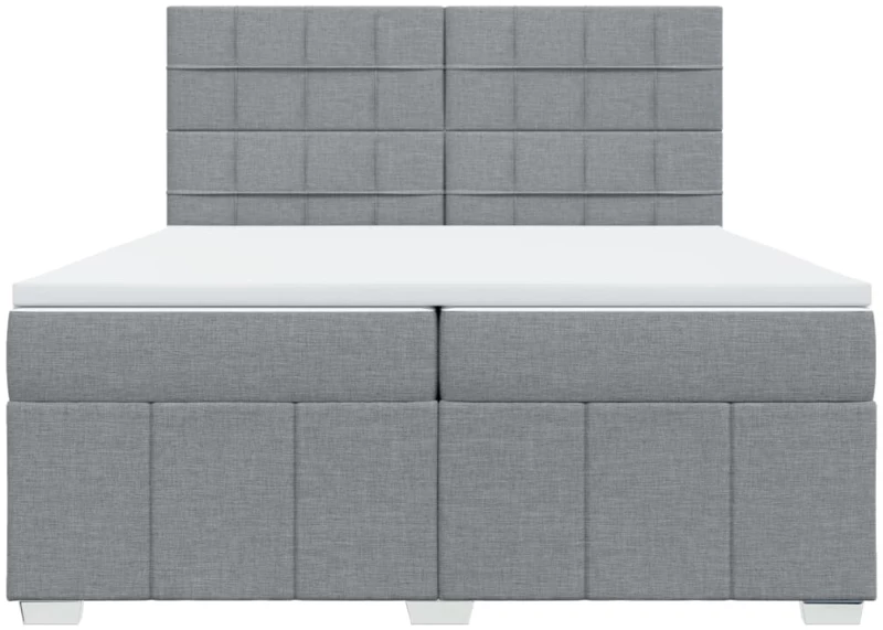 vidaXL Κρεβάτι Boxspring με Στρώμα Ανοιχτό Γκρι 200x200 εκ. Υφασμάτινο