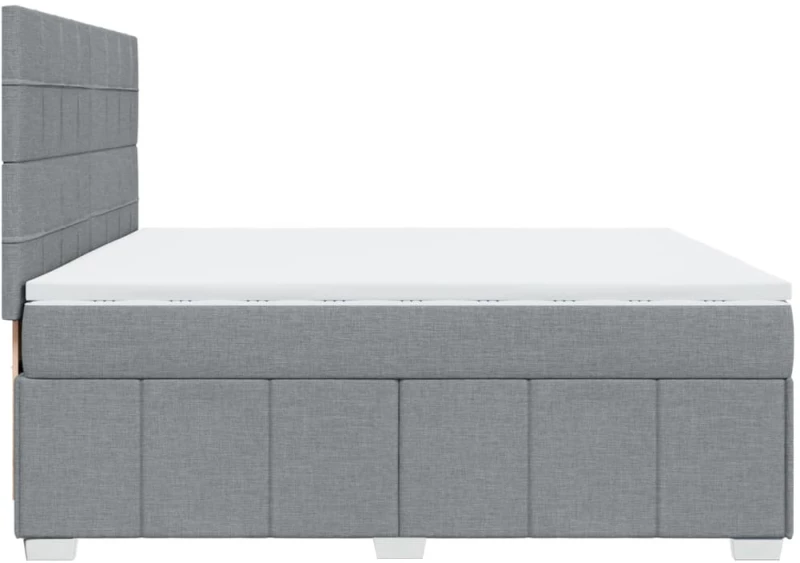vidaXL Κρεβάτι Boxspring με Στρώμα Ανοιχτό Γκρι 200x200 εκ. Υφασμάτινο