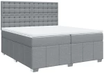 vidaXL Κρεβάτι Boxspring με Στρώμα Ανοιχτό Γκρι 200x200 εκ. Υφασμάτινο