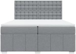 vidaXL Κρεβάτι Boxspring με Στρώμα Ανοιχτό Γκρι 200x200 εκ. Υφασμάτινο