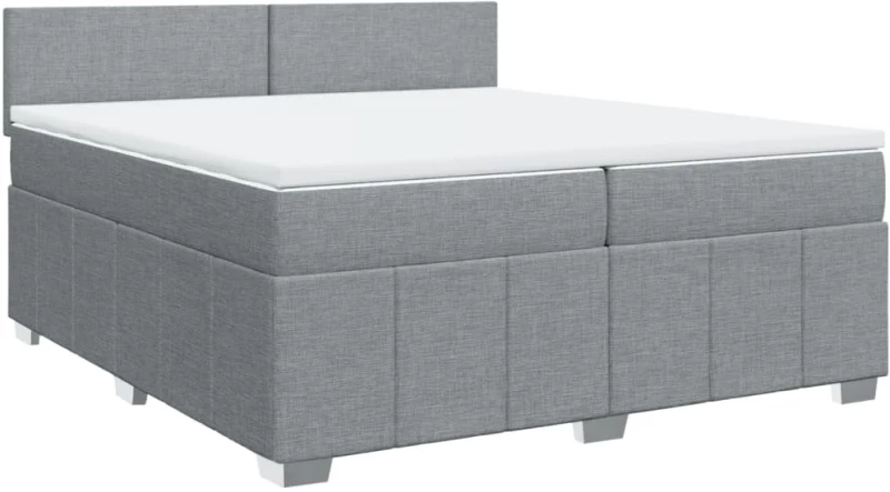 vidaXL Κρεβάτι Boxspring με Στρώμα Ανοιχτό Γκρι 200x200 εκ. Υφασμάτινο