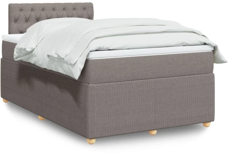 vidaXL Κρεβάτι Boxspring με Στρώμα Taupe 120x190 εκ. Υφασμάτινο