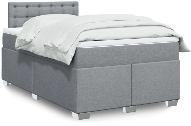 vidaXL Κρεβάτι Boxspring με Στρώμα Ανοιχτό Γκρι 120x190 εκ. Υφασμάτινο