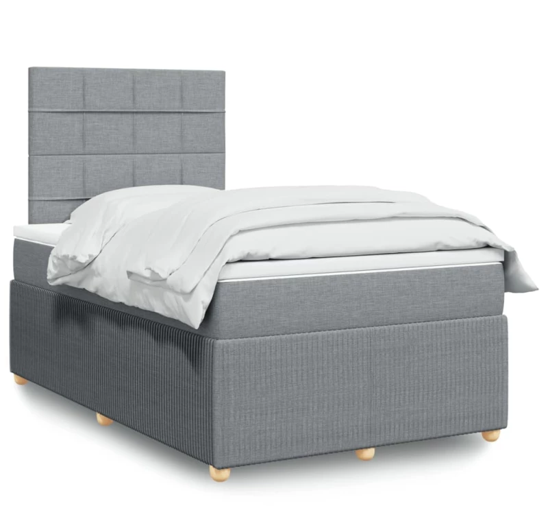 vidaXL Κρεβάτι Boxspring με Στρώμα Ανοιχτό Γκρι 120x190 εκ. Υφασμάτινο