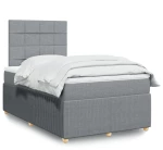 vidaXL Κρεβάτι Boxspring με Στρώμα Ανοιχτό Γκρι 120x190 εκ. Υφασμάτινο