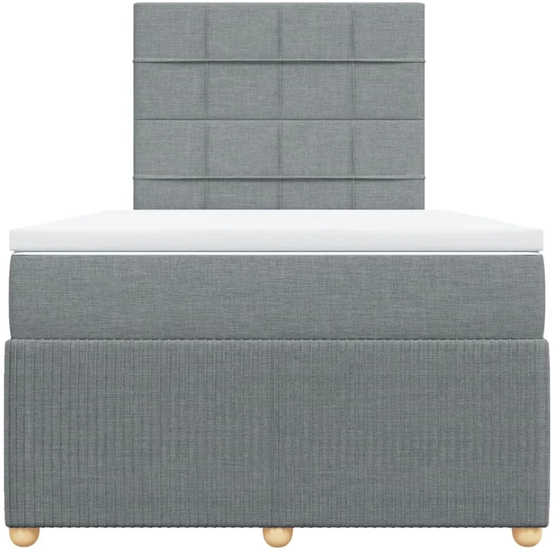 vidaXL Κρεβάτι Boxspring με Στρώμα Ανοιχτό Γκρι 120x190 εκ. Υφασμάτινο