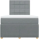 vidaXL Κρεβάτι Boxspring με Στρώμα Ανοιχτό Γκρι 120x190 εκ. Υφασμάτινο