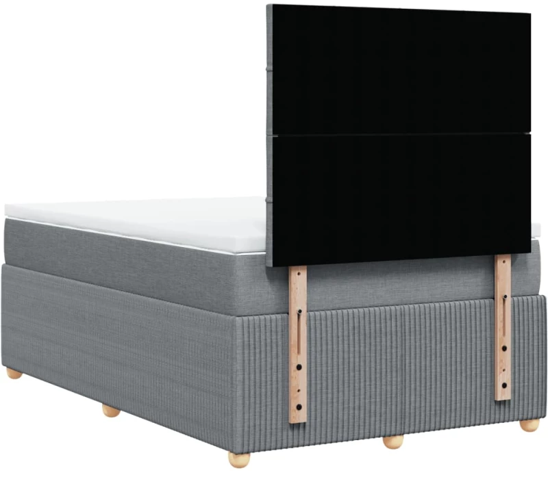 vidaXL Κρεβάτι Boxspring με Στρώμα Ανοιχτό Γκρι 120x190 εκ. Υφασμάτινο