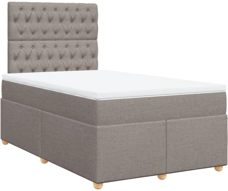 vidaXL Κρεβάτι Boxspring με Στρώμα Taupe 120x190 εκ. Υφασμάτινο