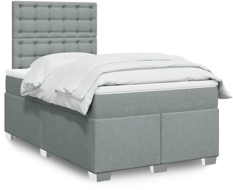 vidaXL Κρεβάτι Boxspring με Στρώμα Ανοιχτό Γκρι 120x190 εκ. Υφασμάτινο
