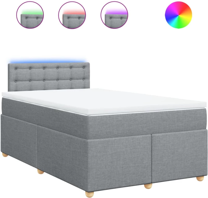 vidaXL Κρεβάτι Boxspring με Στρώμα Ανοιχτό Γκρι 120x190 εκ. Υφασμάτινο