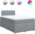 vidaXL Κρεβάτι Boxspring με Στρώμα Ανοιχτό Γκρι 120x190 εκ. Υφασμάτινο