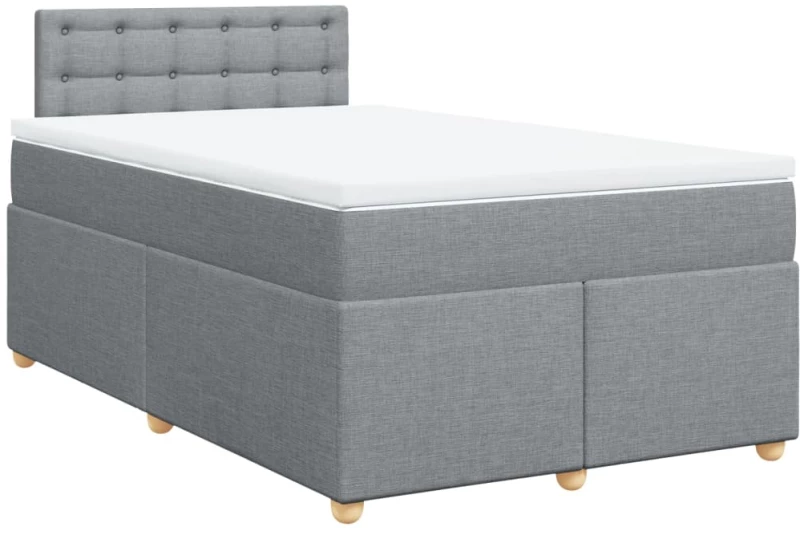 vidaXL Κρεβάτι Boxspring με Στρώμα Ανοιχτό Γκρι 120x190 εκ. Υφασμάτινο