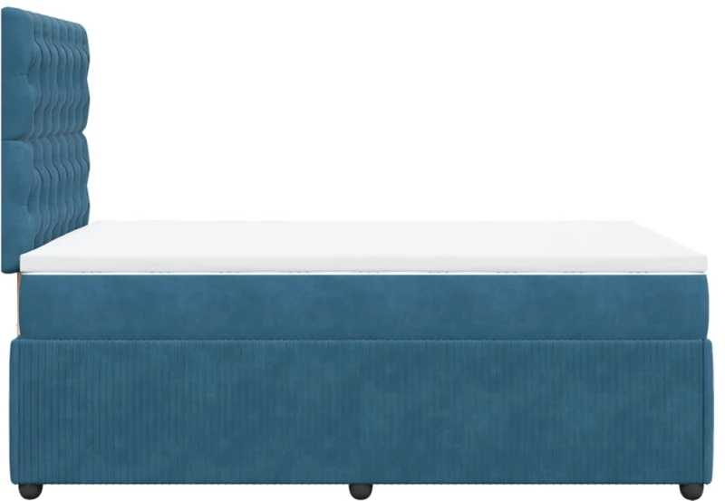 vidaXL Κρεβάτι Boxspring με Στρώμα Σκούρο Μπλε 120x190 εκ. Βελούδινο
