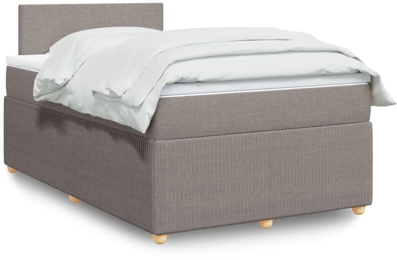 vidaXL Κρεβάτι Boxspring με Στρώμα Taupe 120x190 εκ. Υφασμάτινο