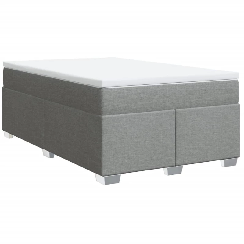 vidaXL Κρεβάτι Boxspring με Στρώμα Ανοιχτό Γκρι 120x190 εκ. Υφασμάτινο