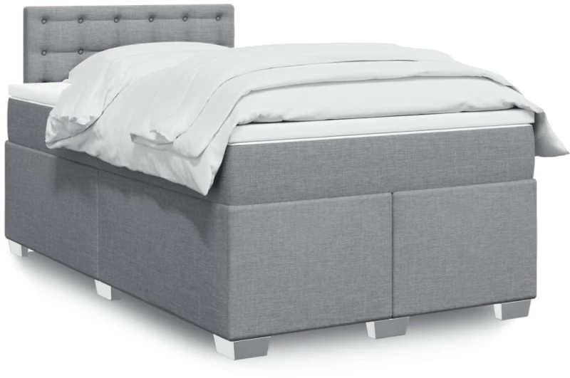 vidaXL Κρεβάτι Boxspring με Στρώμα Ανοιχτό Γκρι 120x190 εκ. Υφασμάτινο