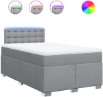 vidaXL Κρεβάτι Boxspring με Στρώμα Ανοιχτό Γκρι 120x190 εκ. Υφασμάτινο