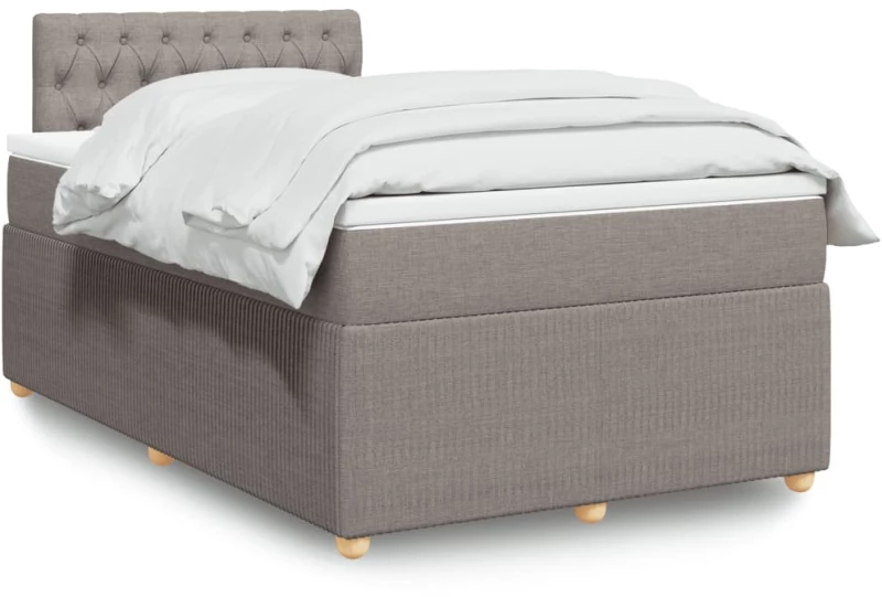 vidaXL Κρεβάτι Boxspring με Στρώμα Taupe 120x190 εκ. Υφασμάτινο