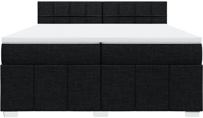 vidaXL Κρεβάτι Boxspring με Στρώμα Μαύρο 200x200 εκ. Υφασμάτινο