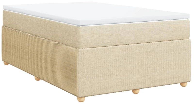 vidaXL Κρεβάτι Boxspring με Στρώμα Κρεμ 120x190 εκ. Υφασμάτινο