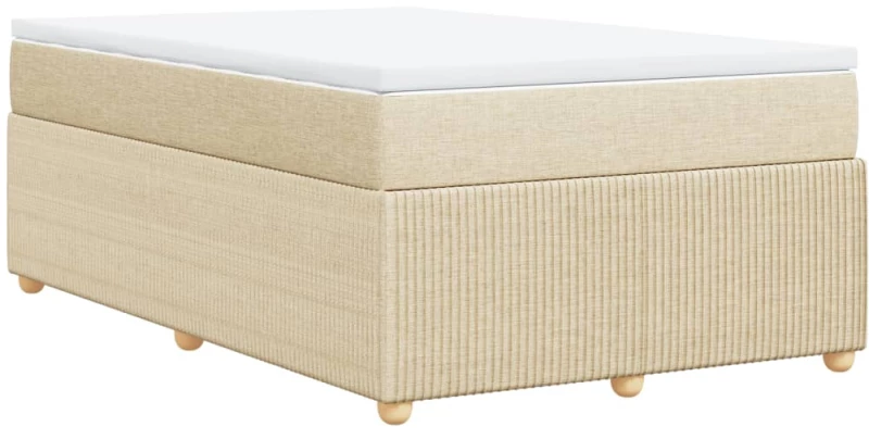 vidaXL Κρεβάτι Boxspring με Στρώμα Κρεμ 120x190 εκ. Υφασμάτινο