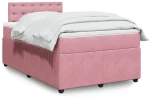vidaXL Κρεβάτι Boxspring με Στρώμα Ροζ 120x190 εκ. Βελούδινο