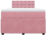vidaXL Κρεβάτι Boxspring με Στρώμα Ροζ 120x190 εκ. Βελούδινο