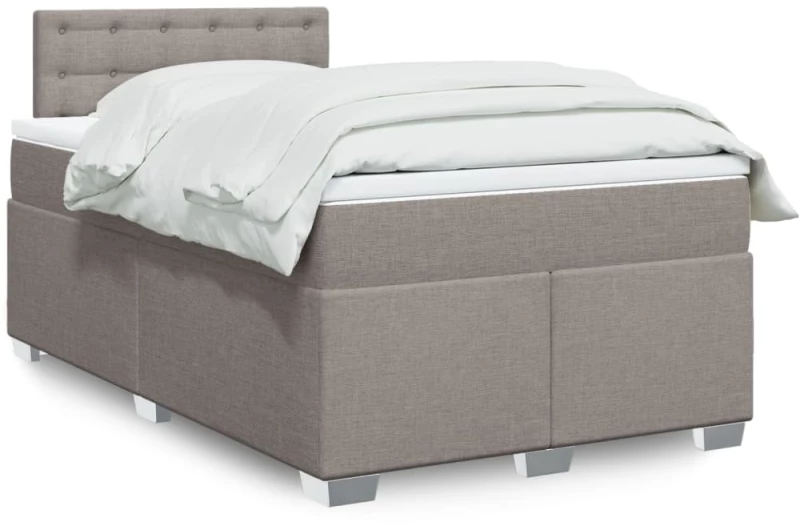 vidaXL Κρεβάτι Boxspring με Στρώμα Taupe 120x190 εκ. Υφασμάτινο