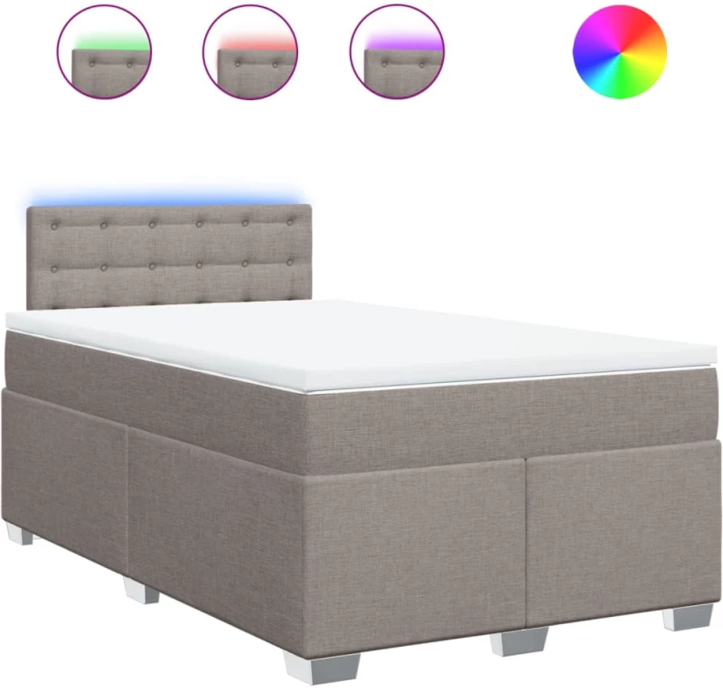 vidaXL Κρεβάτι Boxspring με Στρώμα Taupe 120x190 εκ. Υφασμάτινο