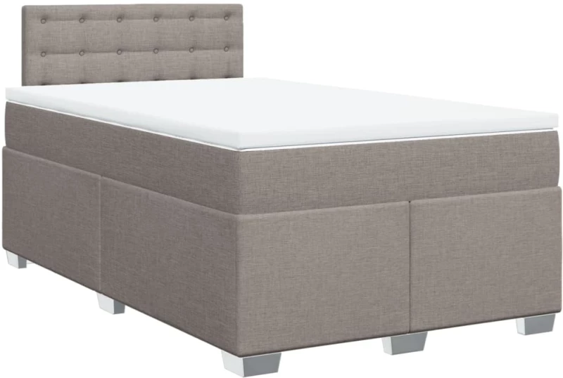 vidaXL Κρεβάτι Boxspring με Στρώμα Taupe 120x190 εκ. Υφασμάτινο