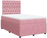 vidaXL Κρεβάτι Boxspring με Στρώμα Ροζ 120x190 εκ. Βελούδινο