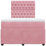 vidaXL Κρεβάτι Boxspring με Στρώμα Ροζ 120x190 εκ. Βελούδινο