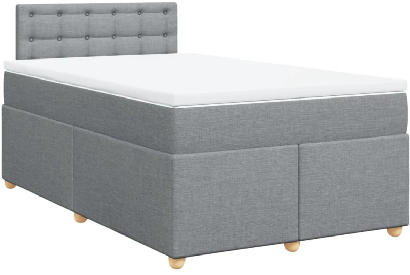 vidaXL Κρεβάτι Boxspring με Στρώμα Ανοιχτό Γκρι 120x190 εκ. Υφασμάτινο