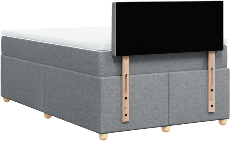 vidaXL Κρεβάτι Boxspring με Στρώμα Ανοιχτό Γκρι 120x190 εκ. Υφασμάτινο