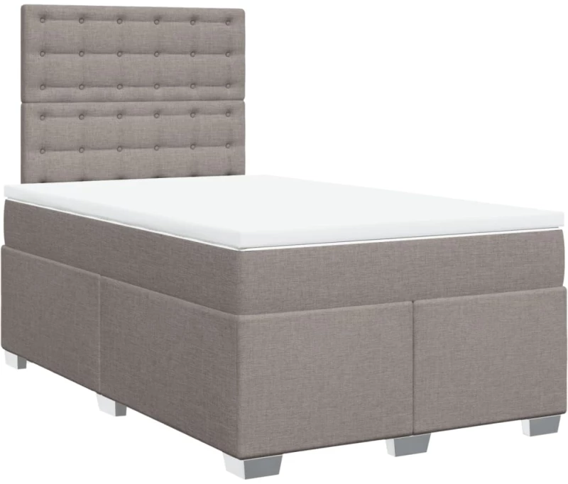 vidaXL Κρεβάτι Boxspring με Στρώμα Taupe 120x190 εκ. Υφασμάτινο